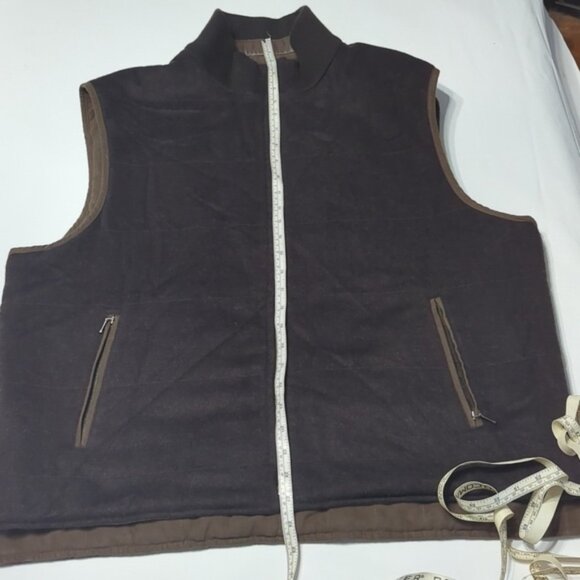 Daniel Cremieux Men's Vest Reversible Wool Cashmere Brown Outdoor Rugged Zip XL - Picture 4 of 11
